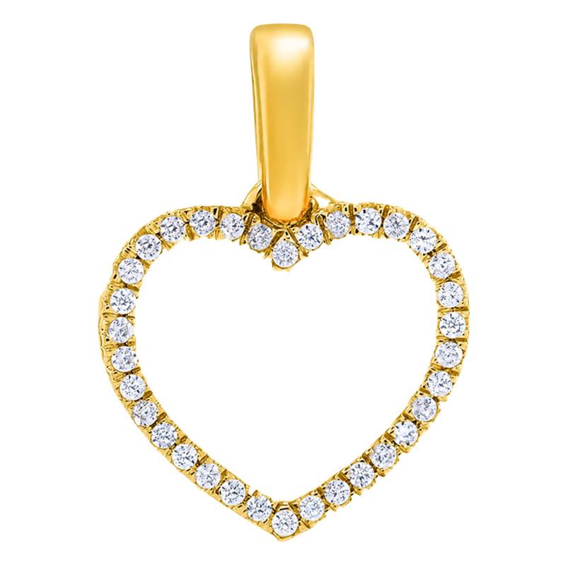 9K Yellow Gold & Diamond-Set Heart Pendant 0.12 ct HSI - Emanessence