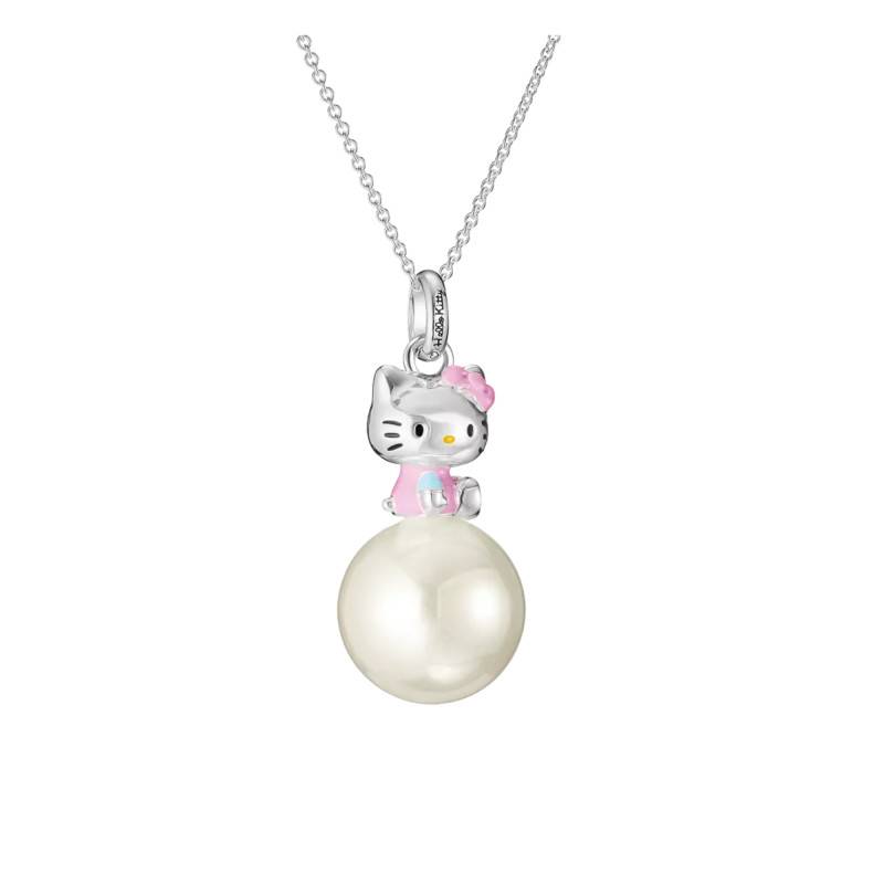 Pink Hello Kitty Silver-Plated & Pearl Necklace, Length 45 cm Adjustable - KE2391-M06-7-L50V - Thomas Sabo