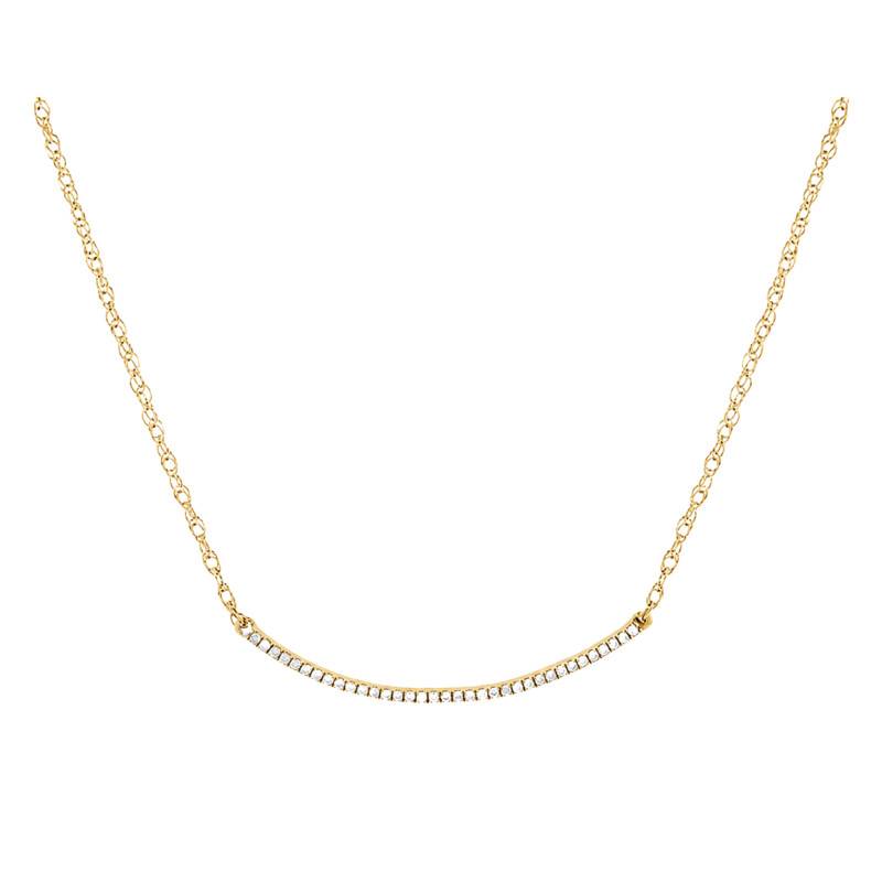 Collier Barrette en Or Jaune 375 & Diamants 0,7 ct HSI, Longueur 47 cm - Emanessence