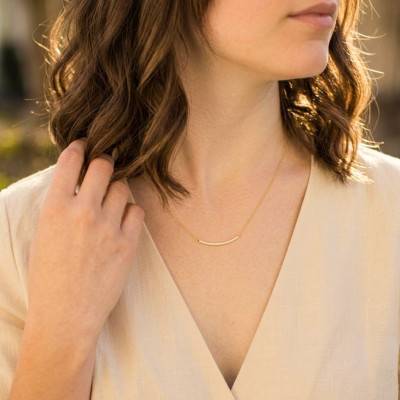 375 Yellow Gold & 0.7 ct HSI Diamond Barrette Necklace, 45 to 47 cm - Emanessence