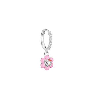1 Silver-Plated Enamel & Zirconia Hello Kitty Flower Hoop Earring - CR773-M06-7 - Thomas Sabo