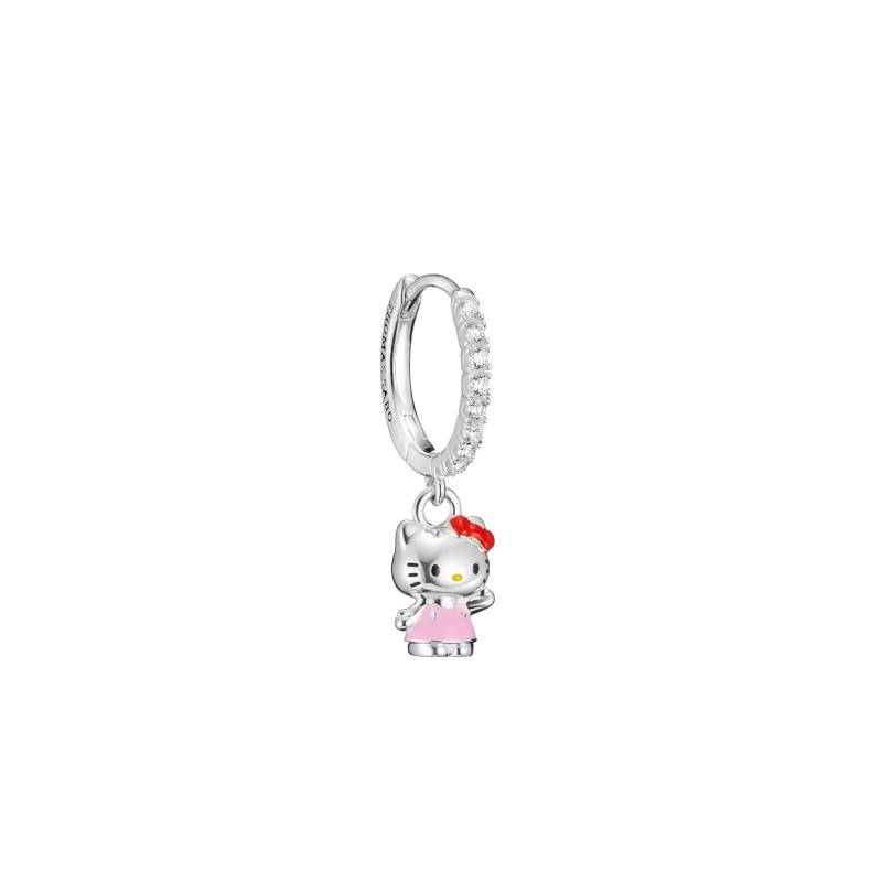 1 Silver-Plated Hello Kitty Pink Dress Hoop Earring with Enamel & Zirconia - CR772-M06-7 - Thomas Sabo