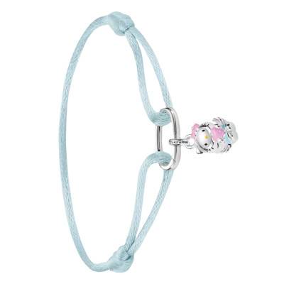 Bracelet Textile Bleu Clair Connect Hello Kitty Ajustable en Plaqué Argent & Émail - A2244-M07-1-L24V - Thomas Sabo
