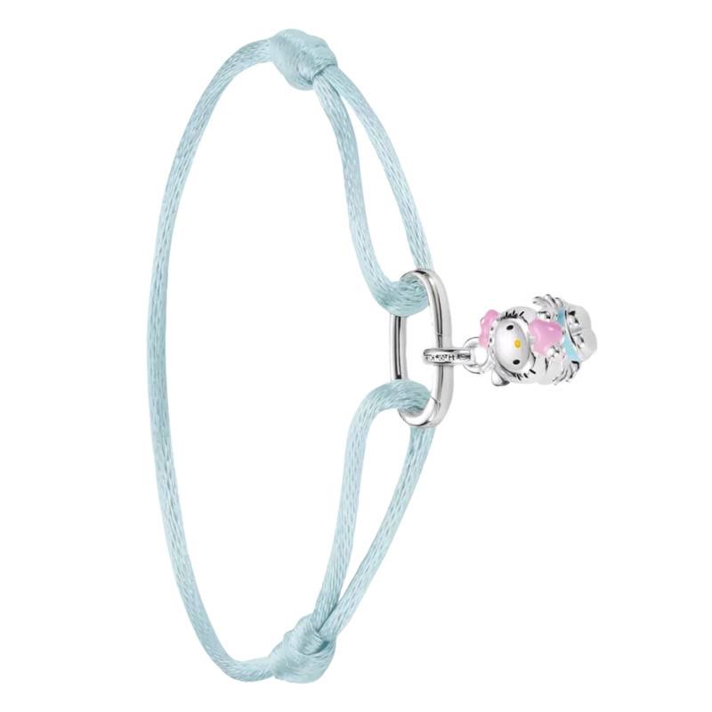 Silver-Plated Light Blue Textile Adjustable Hello Kitty Connect Bracelet with Enamel - A2244-M07-1-L24V - Thomas Sabo