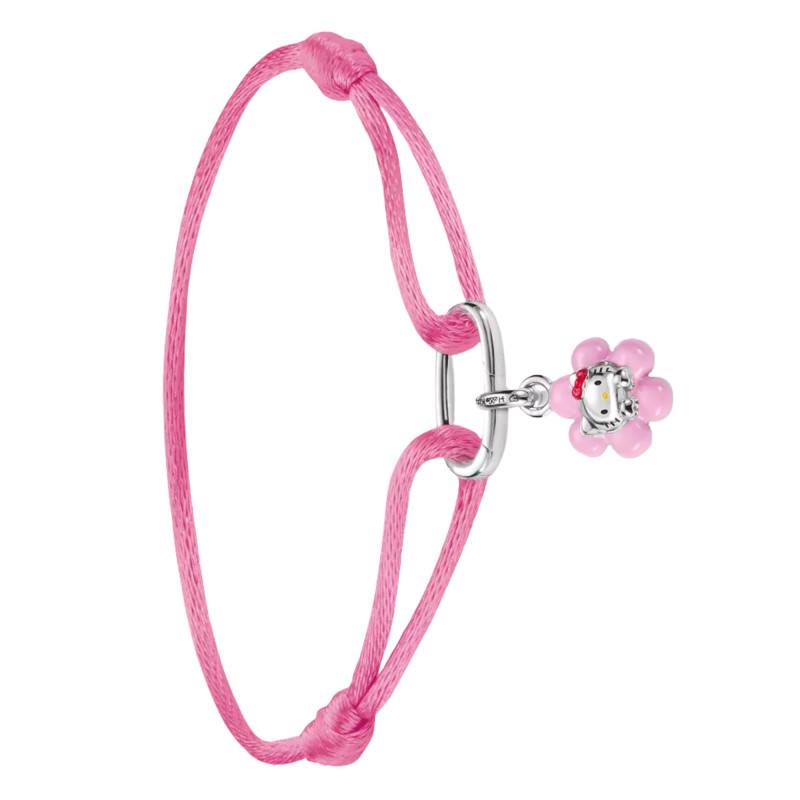 Silver-Plated Pink Textile Adjustable Hello Kitty Flower Connect Bracelet & Enamel - A2243-M07-9-L24V - Thomas Sabo