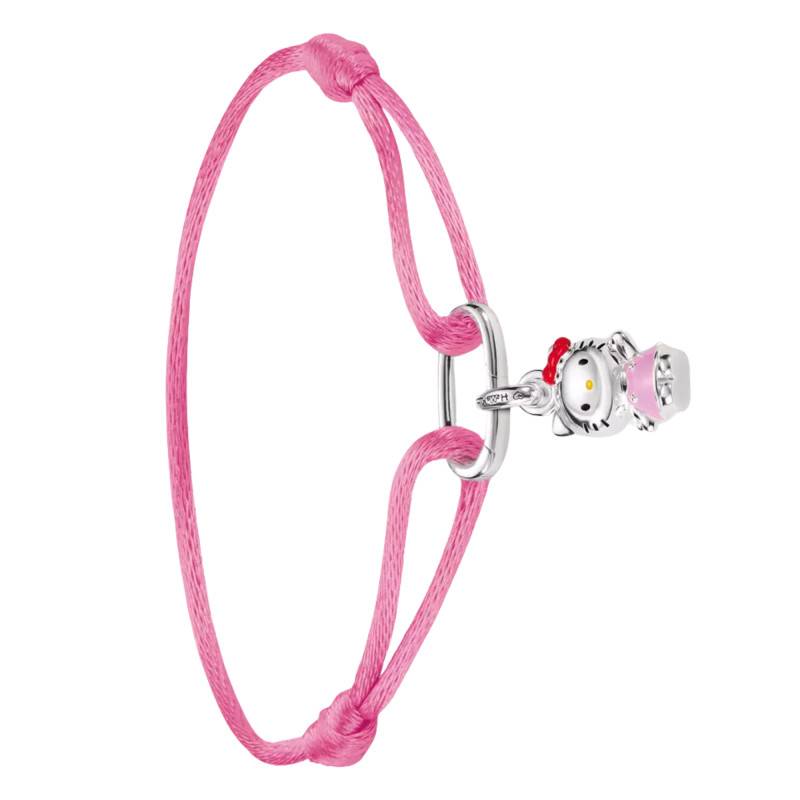 Silver-Plated Pink Textile Adjustable Hello Kitty Connect Bracelet & Enamel - A2242-M07-9-L24V - Thomas Sabo