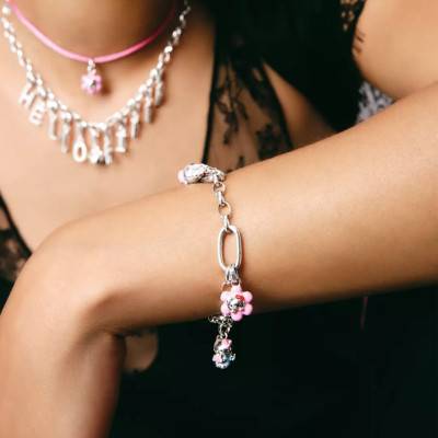 Pendentif Charm Hello Kitty Fleur Rose en Plaqué Argent & Émail - CC1358-M06-9 - Thomas Sabo