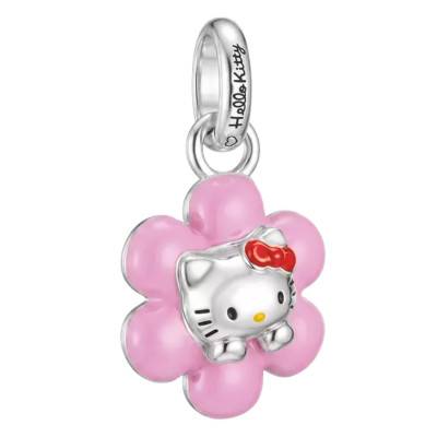 Silver-Plated Pink Flower Hello Kitty Charm Pendant with Enamel - CC1358-M06-9 - Thomas Sabo