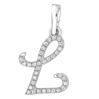375 White Gold & Diamond 0,08 ct HSI Letter L Pendant - Emanessence