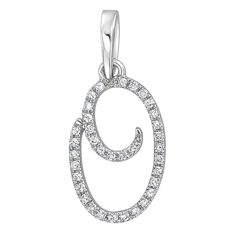 9K White Gold & Diamond Letter O Pendant 0.08 ct HSI - Emanessence