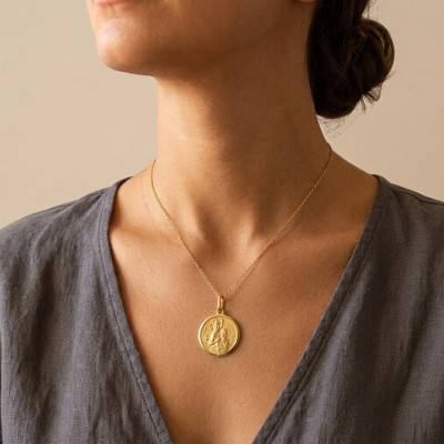 750 Yellow Gold Saint Christopher Medal, Diameter 22 mm - Lucas Lucor