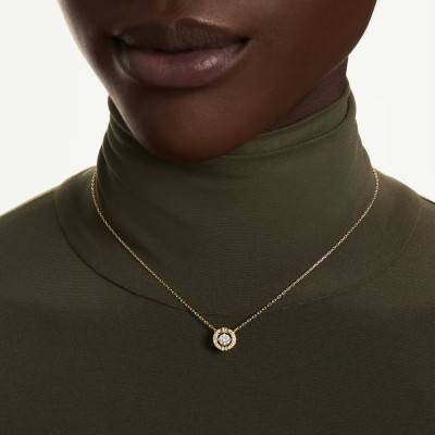 Una Angelic Round Gold-Tone Metal & White Crystals Necklace, 38 cm Adjustable Length - 5758061 - Swarovski