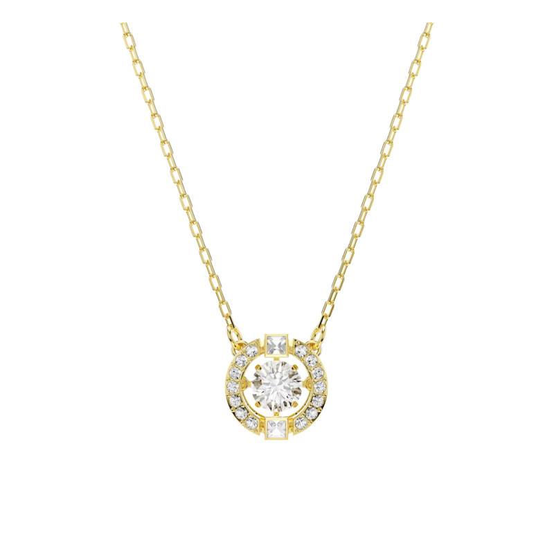 Una Angelic Round Gold-Tone Metal & White Crystals Necklace, 38 cm Adjustable Length - 5758061 - Swarovski