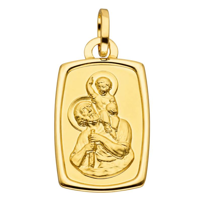 Médaille Rectangulaire Saint Christophe en Or Jaune 750 - Vandona