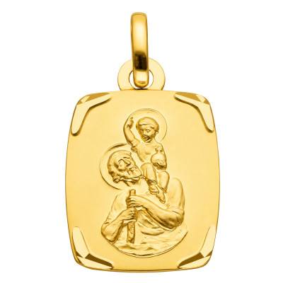 375 Yellow Gold Rectangular Framed Saint Christopher Medal - Vandona
