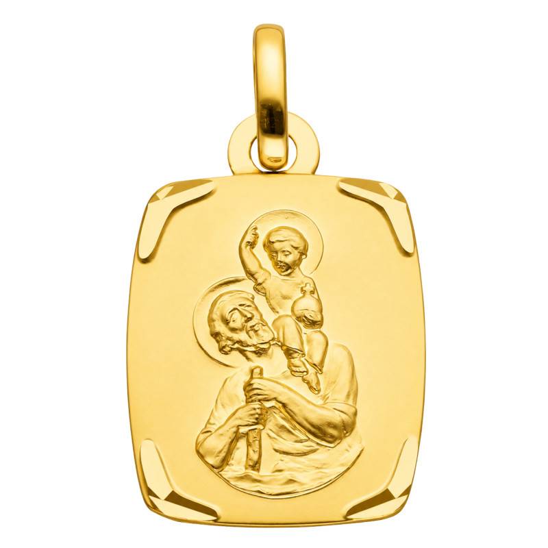 375 Yellow Gold Rectangular Framed Saint Christopher Medal - Vandona