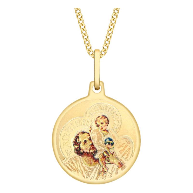 Médaille Saint-Christophe Ronde en Or Jaune 375, Diamètre 15 mm - Vandona