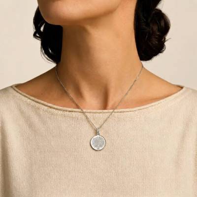 Médaille Arbre de Vie Feuillage en Or Blanc 750, Diamètre 16 mm ou 18 mm - Argyor
