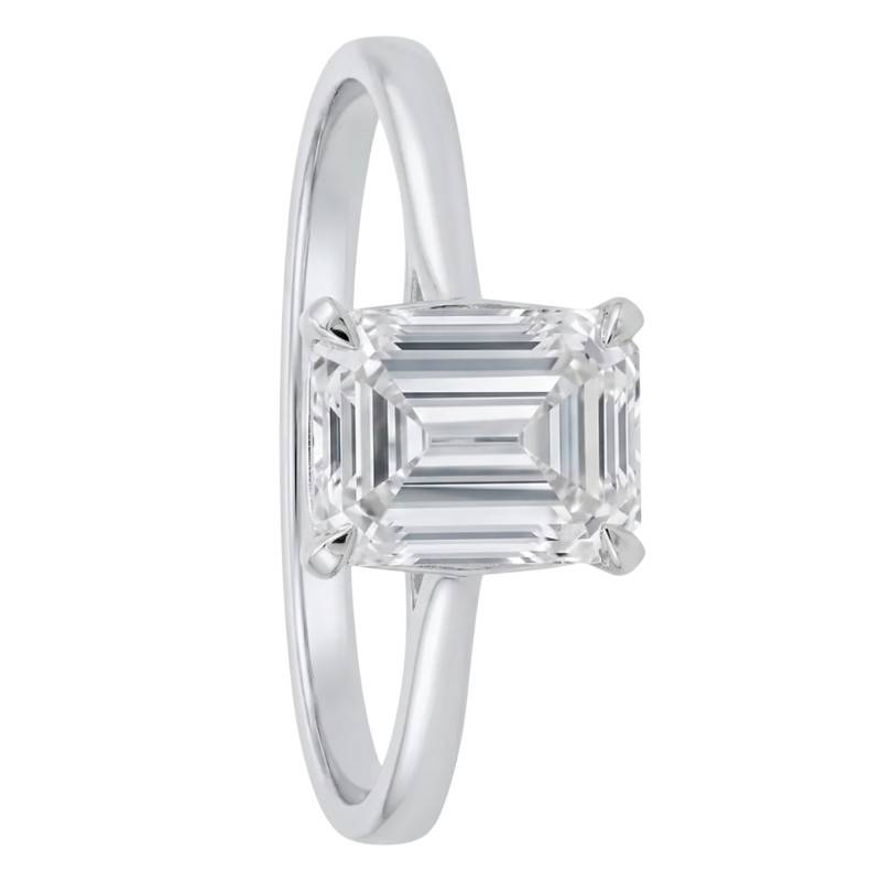 Bague Solitaire Diamant de Synthèse Forme Émeraude 1,50 ct en Or Blanc 750 - Amore