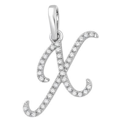 375 White Gold & HSI Diamonds 0,08 ct Letter X Pendant - Emanessence