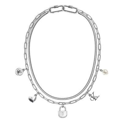 Stainless Steel Layered Charm Necklace, Length 40 and 45 cm - 35001025 - Calvin Klein