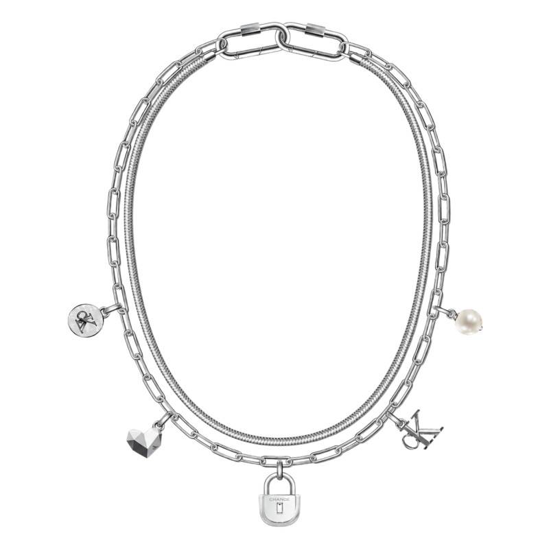 Stainless Steel Layered Charm Necklace, Length 40 and 45 cm - 35001025 - Calvin Klein