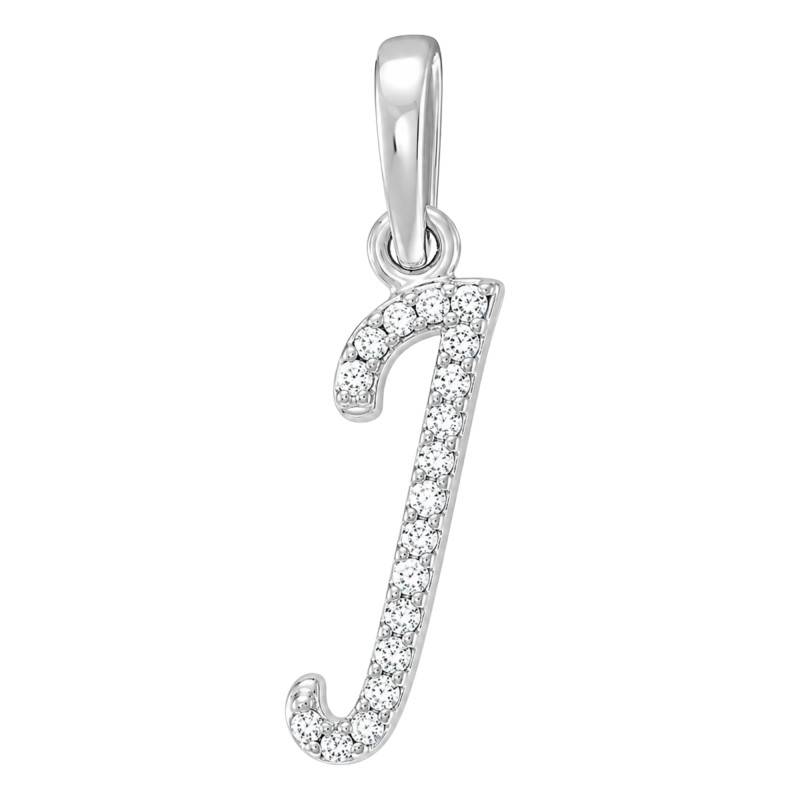Pendentif Lettre I en Or Blanc 375 & Diamants 0,08 ct HSI - Emanessence