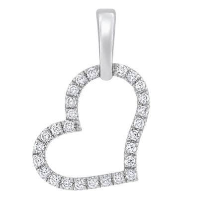 Pendentif Coeur en Or Blanc 375 & Diamants 0,05 ct HSI - Emanessence