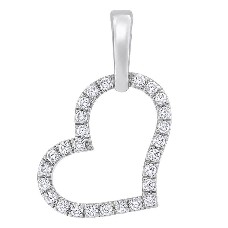 Pendentif Coeur en Or Blanc 375 & Diamants 0,05 ct HSI - Emanessence