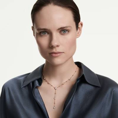 Collier Y Imber Gouttelettes en Métal Doré Rose & Cristaux Blancs, Longueur de 38 cm à 45 cm - 5763813 - Swarovski