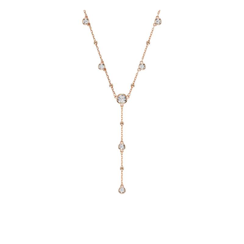 Rose Gold-Tone Metal & White Crystals Imber Droplets Y-Necklace, Length 38 cm to 45 cm - 5763813 - Swarovski