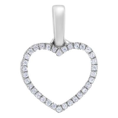 Pendentif Coeur en Or Blanc 375 & Serti Diamants 0,12 ct HSI - Emanessence