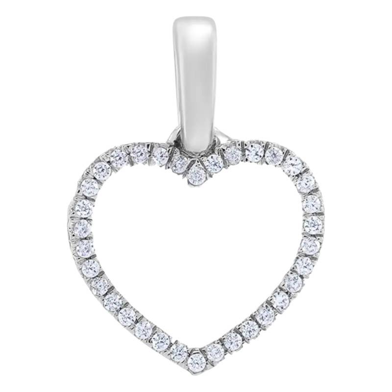 375/1000 White Gold Diamond-Set Heart Pendant 0,12 ct HSI - Emanessence