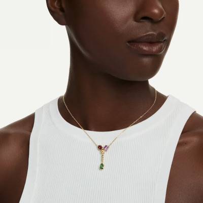 Gold-Tone Metal & Multicolor Cubic Zirconia Imber Y-Necklace, Length 38 cm to 45 cm - 5753261 - Swarovski