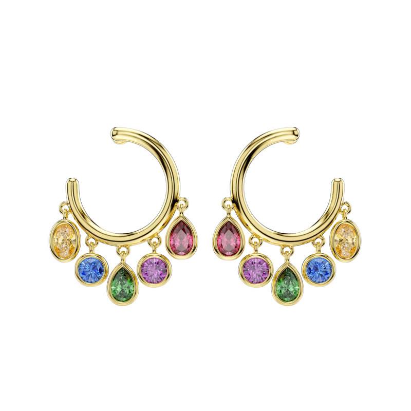 Imber Yellow Gold-Plated Metal & Multicolor Zirconia Hoop Earrings - 5753263 - Swarovski