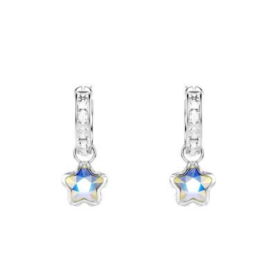 Chroma Star Drop Earrings in Rhodium-Plated Metal & White Crystals - 5754172 - Swarovski