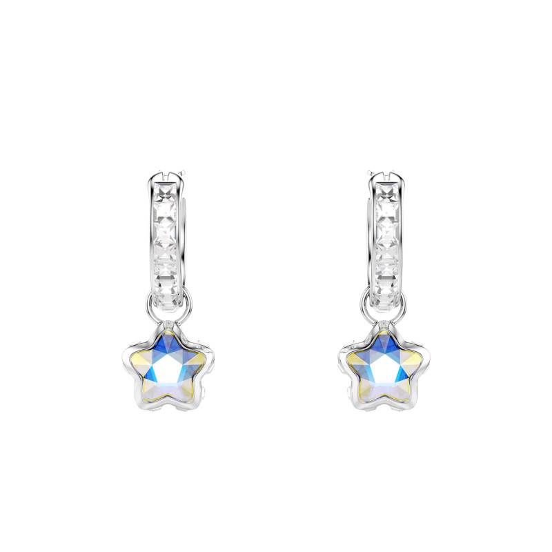 Chroma Star Drop Earrings in Rhodium-Plated Metal & White Crystals - 5754172 - Swarovski