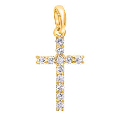 Croix en Or Jaune 375 & Diamants de Synthèse 0,12 ct - Lumiosa