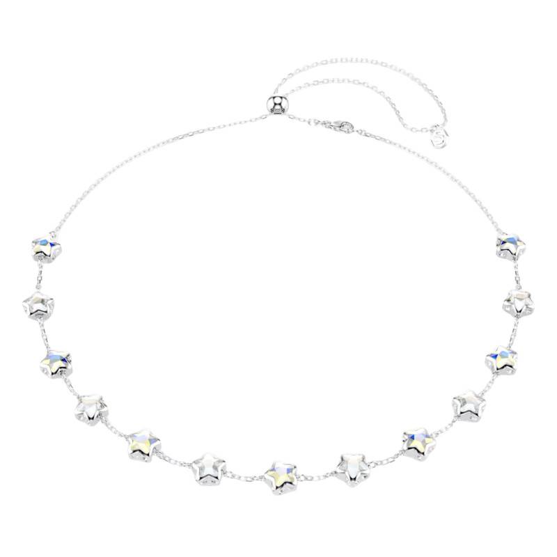 Chroma Stars Necklace in Rhodium-Plated Metal & White Crystals, Adjustable Length 38 cm - 5754183 - Swarovski