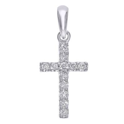 Croix en Or Blanc 375 & Diamants de Synthèse 0,10 ct - Lumiosa