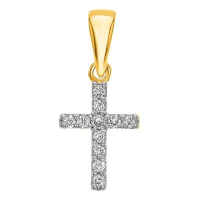 375 Two-Tone Gold & Lab-Grown Diamond 0,05 ct Cross - Lumiosa