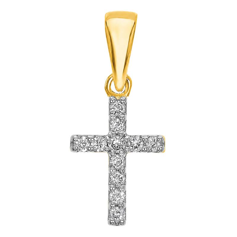 375 Two-Tone Gold & Lab-Grown Diamond 0,05 ct Cross - Lumiosa