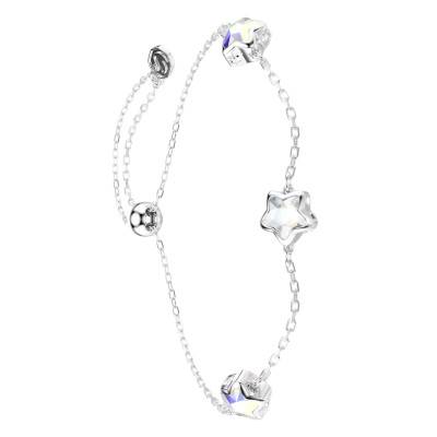 Bracelet Chroma Étoiles en Métal Rhodié & Cristaux Blancs, Longueur de 16 cm à 24 cm - 5754185 - Swarovski