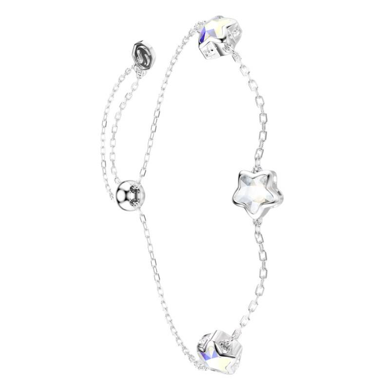 Chroma Stars Bracelet in Rhodium-Plated Metal & White Crystals, Length 16 cm to 24 cm - 5754185 - Swarovski