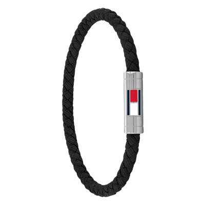 Black Steel & Leather Barrel Bracelet, 19 cm Length - 2790741 - Tommy Hilfiger
