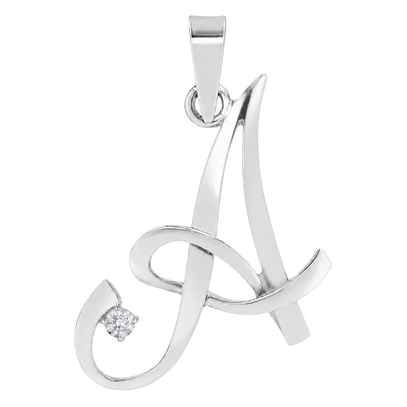 375/1000 White Gold & Diamond Letter Pendant 0,04 ct HSI - Emanessence