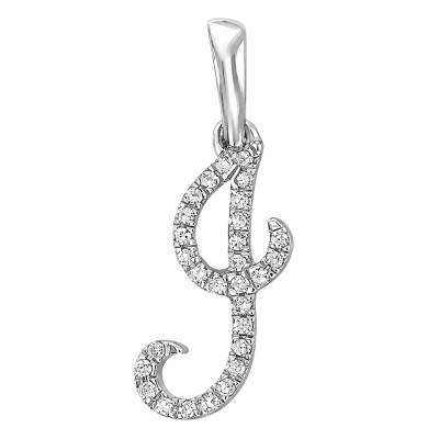 375 White Gold & Diamond 0,08 ct HSI Letter J Pendant - Emanessence