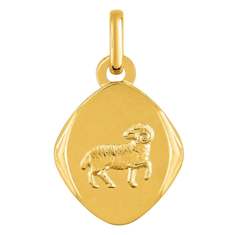 375/1000 Yellow Gold Faceted Aries Zodiac Medal - Emanessence