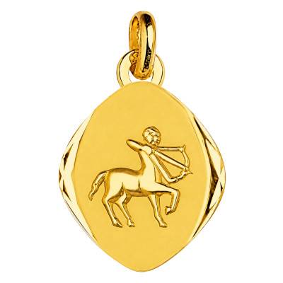 Médaille Zodiaque Signe du Sagittaire Facettée en Or Jaune 750 - Emanessence