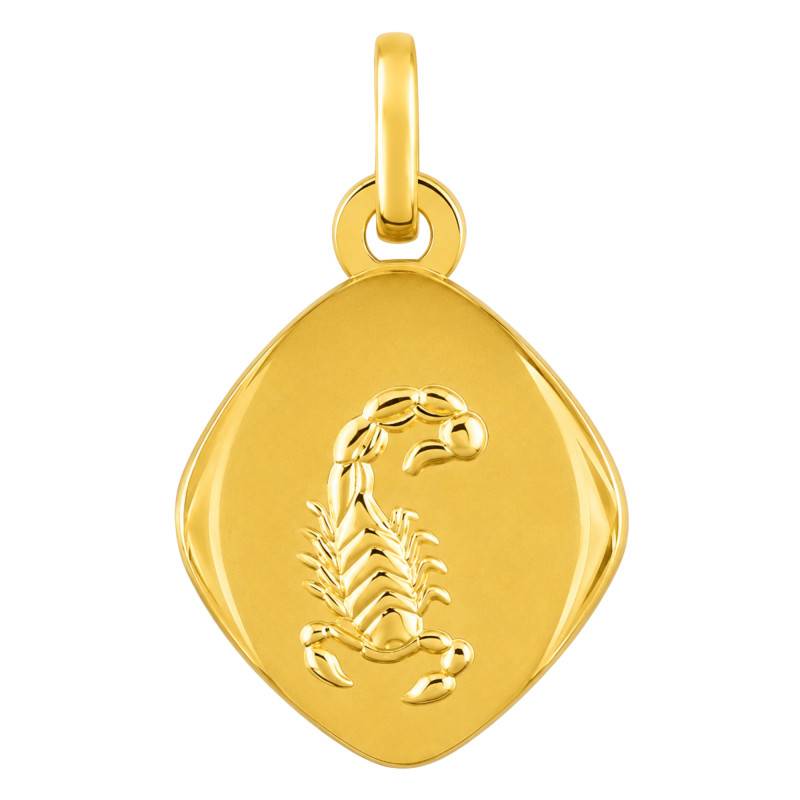 Faceted Scorpio Zodiac Sign Medal in 375/1000 Yellow Gold - Emanessence